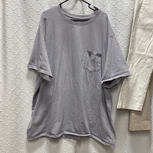 HB Size 5X Men's Gray lavender Dress Casual short sleeve T-Shirt soft stretch co